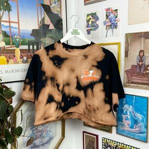 Harley-Davidson Black and Tan Bleach Tie-Dye Crop Top